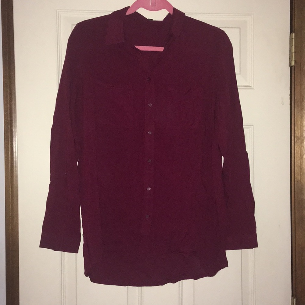 Crimson Button Down Top